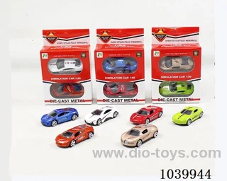 2pcs free wheel alloy car 6sets&6color mixed loading   in window box