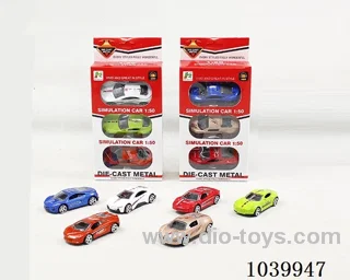 3PCS free wheel alloy car 6sets&6color mixed loading   in window box