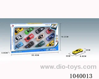 2pcs free wheel alloy car 12sets&12color mixed loading   in window box