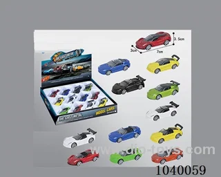 1:68 2pcs free wheel alloy car 16sets&8color mixed loading  in display box