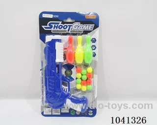 Soft bomb &ping pong gun set 2color mixed loading in blister card