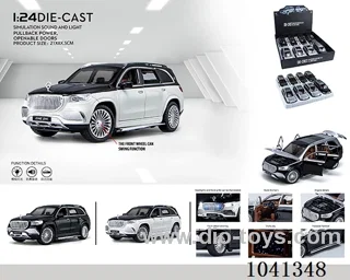 1:24 pull back car with sound&light 3color mixed loading in display box
