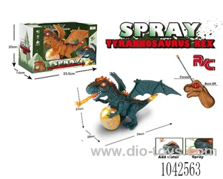 Electric RC dinosaur with spray 2color mixed loading in window box