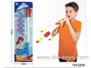 mouth shotting gun in blister card