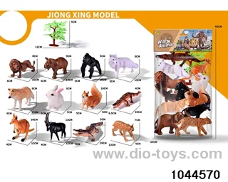 12 simulated animals in PP bag with header