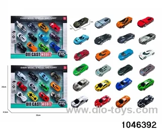 12pcs Sliding Alloy Car in window box