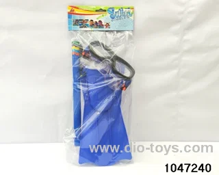 Goggles + snorkel + flippers in PP bag with header