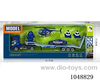 Alloy trailer with 1 alloy aircraft and 1 alloy police car