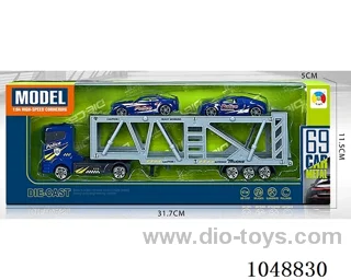 Alloy police series double-decker transporter with 2 alloy police cars