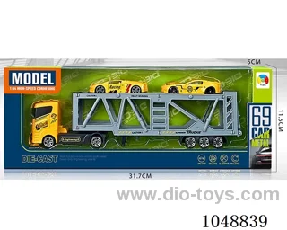 Alloy simulation engineering series double-decker transporter with 2 alloy cars