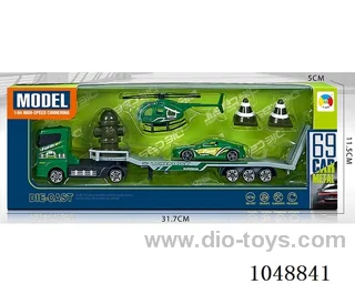 Alloy trailer with 1 alloy aircraft and 1 alloy farmer's car