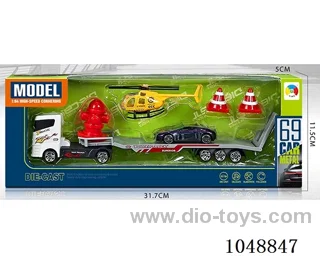Alloy trailer with 1 alloy aircraft and 1 alloy simulation car