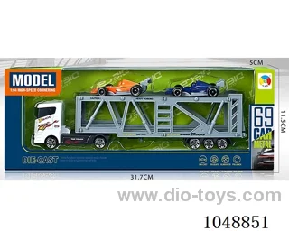 Alloy simulation series double-decker transporter with 2 alloy F1 cars