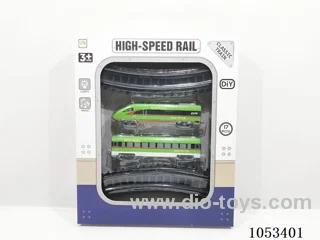 Electric railcar with lights and music in window box