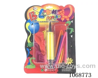 Five strips and five balls with a pump