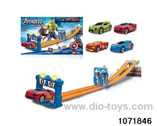 Double track race track in window box