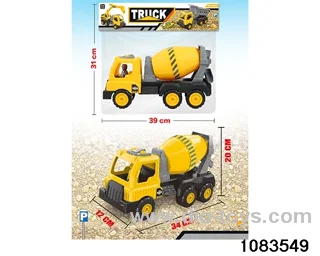 Skidding construction vehicle in PP bag with header