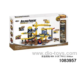 Car park for construction works in color box