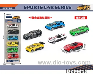 6PCS free wheel alloy car