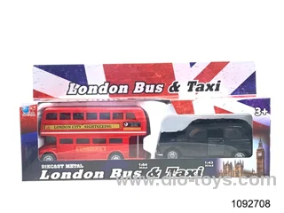 alloy pull back london bus & taxi in window  box
