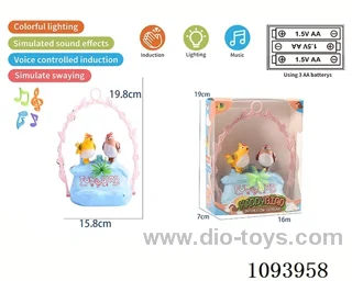 sound control birdcage with 2 birds /action/light/music
