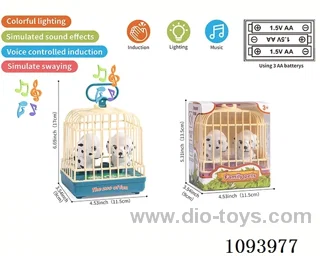 sound control dog cage with 2 dogs/action/light/music