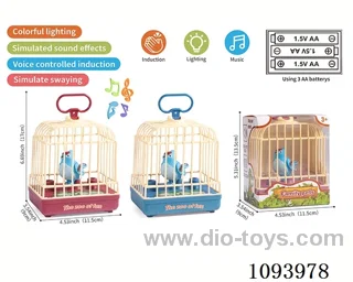sound control birdcage with 1 bird/action/light/music