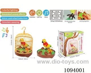 Self-mounted parrot Cage (voice control, light, music, action)