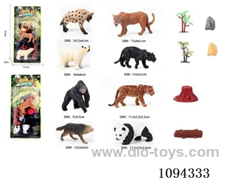 4 small wild hollow animals 6 accessories - PVC sheet (2 mixed packs)