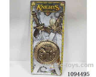 BRONZE WEAPON SET WITH DOUBLE SWORDS AND ROUND SHIELDS