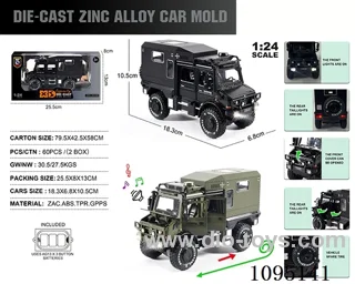 1:24 Zinc alloy light sound Mercedes-Benz Unimok Climber off-road RV model