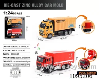 1:24 Zinc alloy light sound city transport container truck + City container truck