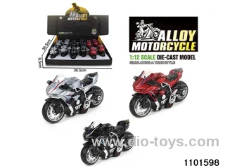 1:12 Alloy Musical pull back Motorbike in display box