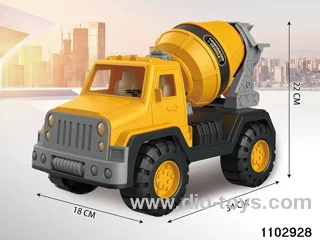 Skidding construction vehicle in PP bag with header