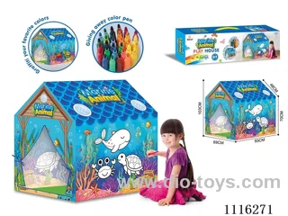 DIY Graffiti Marine Animal Tent Playhouse (with 12 colored pens)