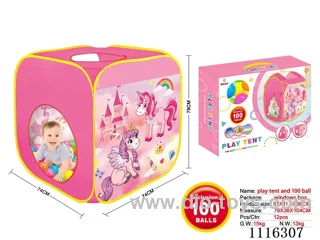 Cartoon Unicorn tent with 100 5.5CM ocean balls