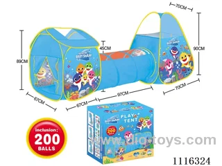 3 in 1 Shark Baby Kids tent with 200 6CM ocean balls