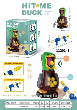 Hit me duck soft ball gun shooting game in color box