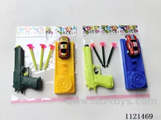 Catapult with pull-back iron car soft gun