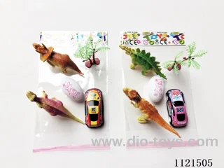 pull-back Iron car + Dinosaur set