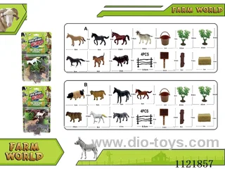 2 inch farm animals 7PCS + haystack + fence + large wood + straw bag + bucket comb AB mixed 17PCS