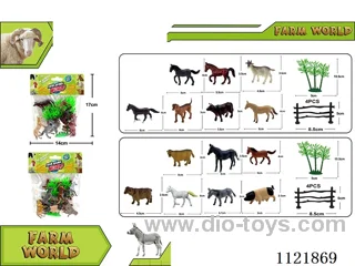 2 inch farm animal 7PCS + fence + bamboo tree AB mixed 12PCS