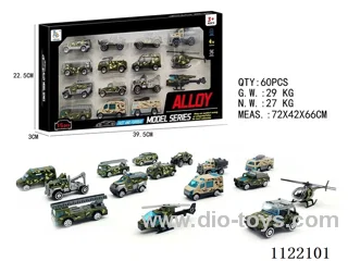 1:64 alloy car + aircraft 15PCS (Army green)