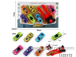 1:64 sliding alloy car 6PCS plus catapult