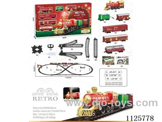 Alloy vintage train model with light/music/spray
