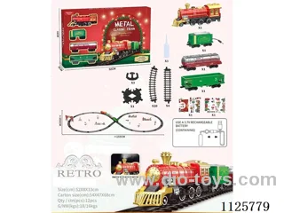 Alloy vintage train model with light/music/spray included battery