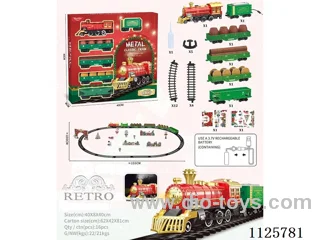 Alloy vintage train model with light/music/spray included battery