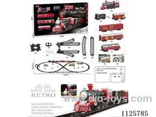 Alloy vintage train model with light/music/spray included battery