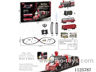 Alloy vintage train model with light/music/spray included battery