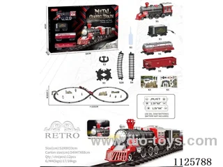 Alloy vintage train model with light/music/spray